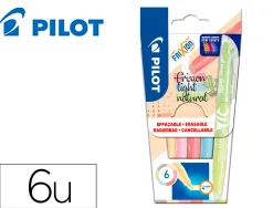 Surligneur pilot frixion light natural effacable pointe moyenne biseautee coloris assortis pochette 6