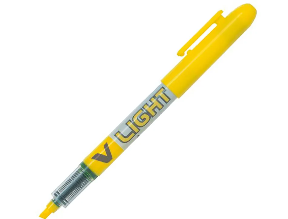 Surligneur pilot v light tracé 1/3mm encre liquide pigmentée fluide niveau d'encre visible coloris jaune