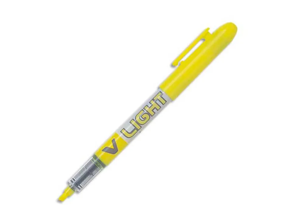 Surligneur pilot v light tracé 1/3mm encre liquide pigmentée fluide niveau d'encre visible coloris jaune