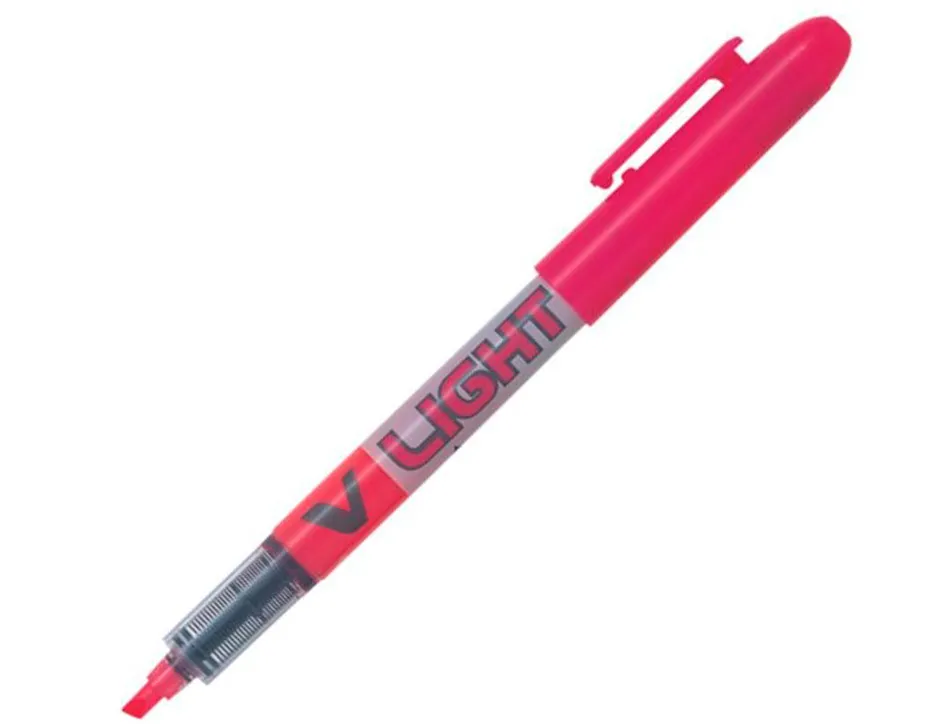 Surligneur pilot v light tracé 1/3mm encre liquide pigmentée fluide niveau d'encre visible coloris rose
