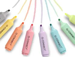 Surligneur q-connect fluorescent pastel pointe biseautee etui de bureau 8 coloris assortis