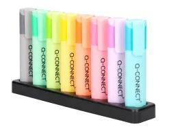 Surligneur q-connect fluorescent pastel pointe biseautee etui de bureau 8 coloris assortis