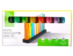 Surligneur q-connect fluorescent pastel pointe biseautee etui de bureau 8 coloris assortis