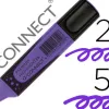 Surligneur q-connect premium pointe biseautée encre base eau corps couleur encre grip caoutchouc capuchon clip violet