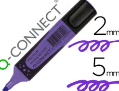 Surligneur q-connect premium pointe biseautée encre base eau corps couleur encre grip caoutchouc capuchon clip violet