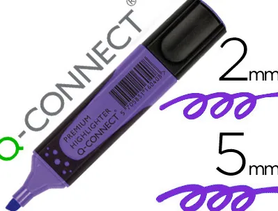 Surligneur q-connect premium pointe biseautée encre base eau corps couleur encre grip caoutchouc capuchon clip violet