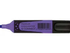 Surligneur q-connect premium pointe biseautée encre base eau corps couleur encre grip caoutchouc capuchon clip violet