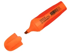 Surligneur q-connect premium pointe biseautée encre base eau corps couleur encre grip caoutchouc capuchon clip orange