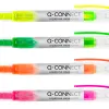 Surligneur q-connect slim liquid ink non rechargeable pointe biseautée couleurs assorties pochette 4u