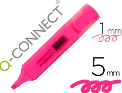 Surligneur q-connect tracé 2/5 mm pointe biseautée couleurs éclatantes rose