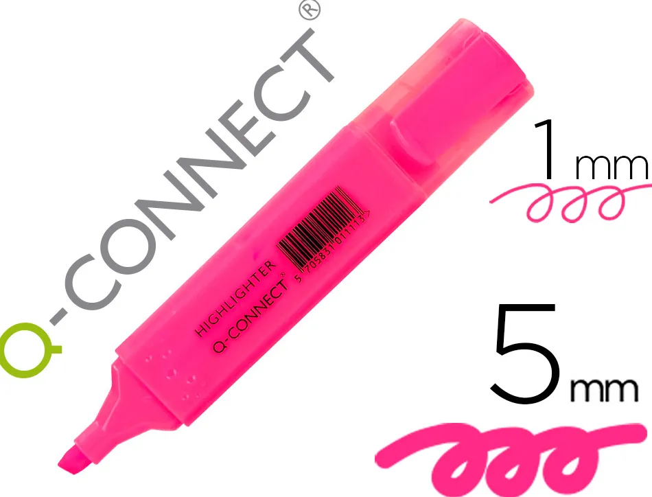 Surligneur q-connect tracé 2/5 mm pointe biseautée couleurs éclatantes rose