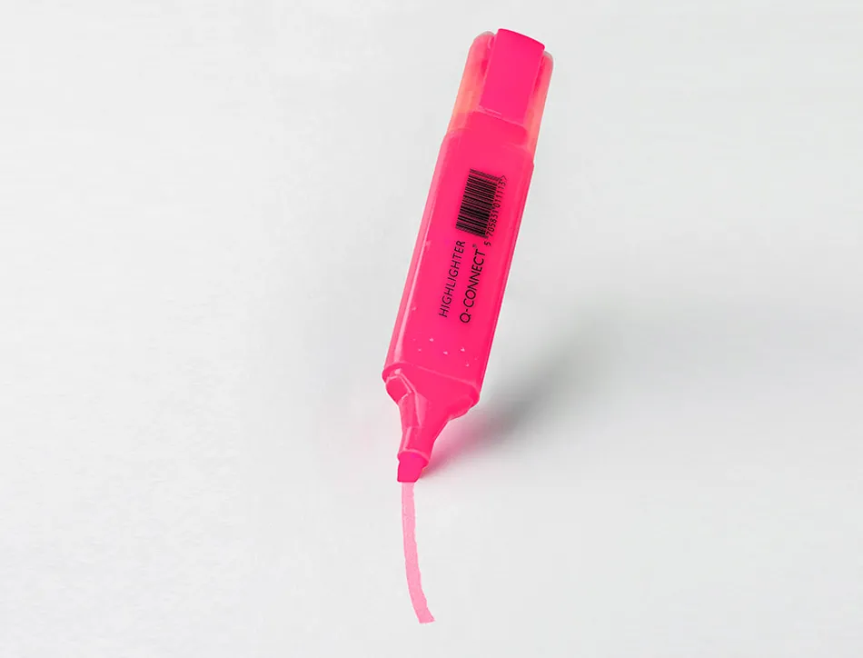 Surligneur q-connect tracé 2/5 mm pointe biseautée couleurs éclatantes rose