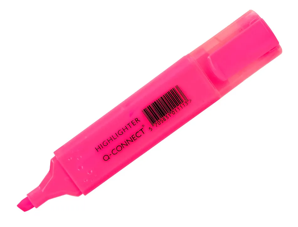 Surligneur q-connect tracé 2/5 mm pointe biseautée couleurs éclatantes rose