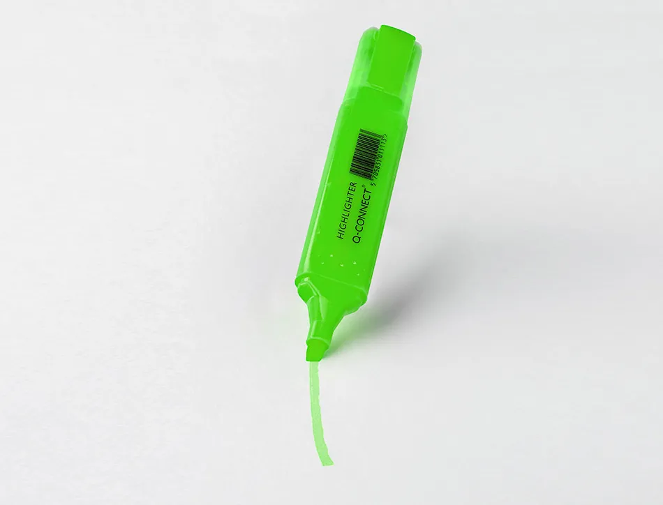 Surligneur q-connect tracé 2/5 mm pointe biseautée couleurs éclatantes vert