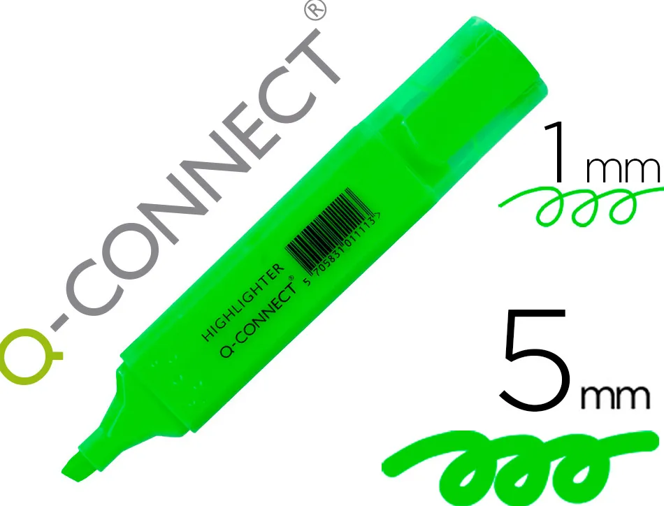 Surligneur q-connect tracé 2/5 mm pointe biseautée couleurs éclatantes vert