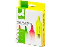 Surligneur q-connect tracé 2/5 mm pointe biseautée couleurs éclatantes pochette 4 unités assorties