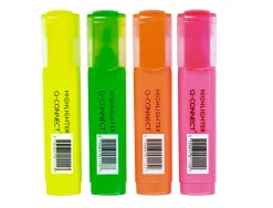 Surligneur q-connect tracé 2/5 mm pointe biseautée couleurs éclatantes pochette 4 unités assorties