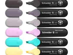 Surligneur schneider job pointe biseautee trait 1/5mm coloris assortis pochette 6 unites