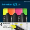Surligneur schneider job pointe biseautée rechargeable avec maxx 660 refill station pochette 4 coloris assortis