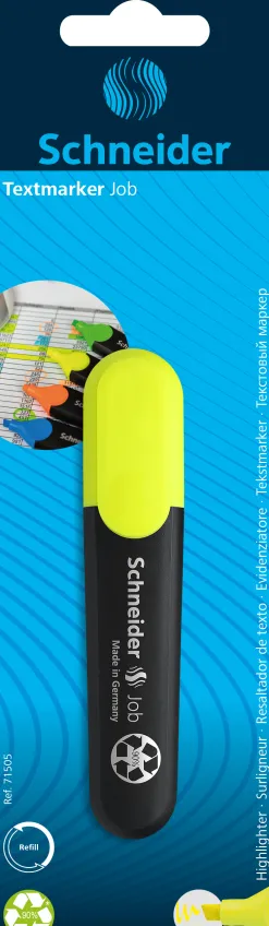 Surligneur schneider job pointe biseautee rechargeable avec maxx 660 refill station resiste evaporation jaune