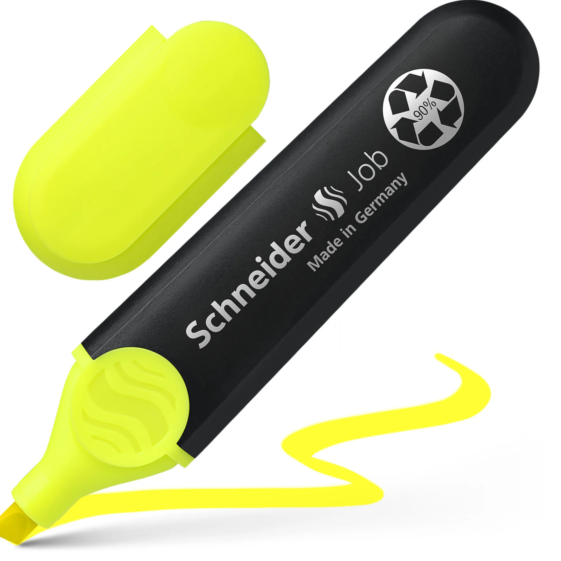 Surligneur schneider job pointe biseautee rechargeable avec maxx 660 refill station resiste evaporation jaune