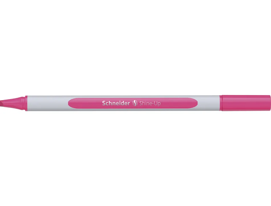 Surligneur schneider shine-up pointe biseautee trait 1/4mm corps triangulaire coloris rose