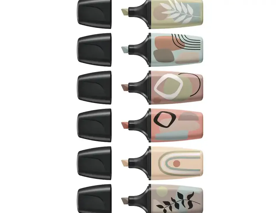 Surligneur stabilo boss mini naturevibes encre base eau pointe biseautee trace 2/5mm coloris assortis etui 6