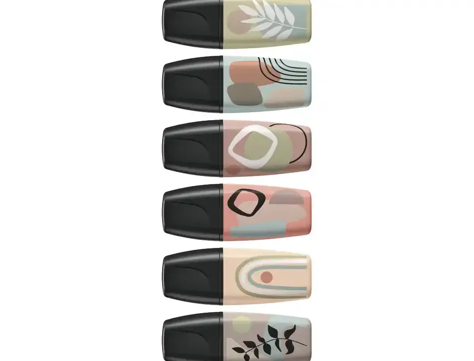 Surligneur stabilo boss mini naturevibes encre base eau pointe biseautee trace 2/5mm coloris assortis etui 6