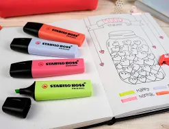 Surligneur stabilo boss original pastel encre base eau pointe biseautee largeur trace 2/5mm pochette 8 unites