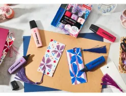Surligneur stabilo boss original naturecolors wild flowers edition pointe biseautee trace 2/5mm coloris assortis etui 4