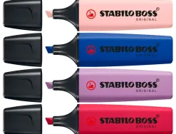 Surligneur stabilo boss original naturecolors wild flowers edition pointe biseautee trace 2/5mm coloris assortis etui 4