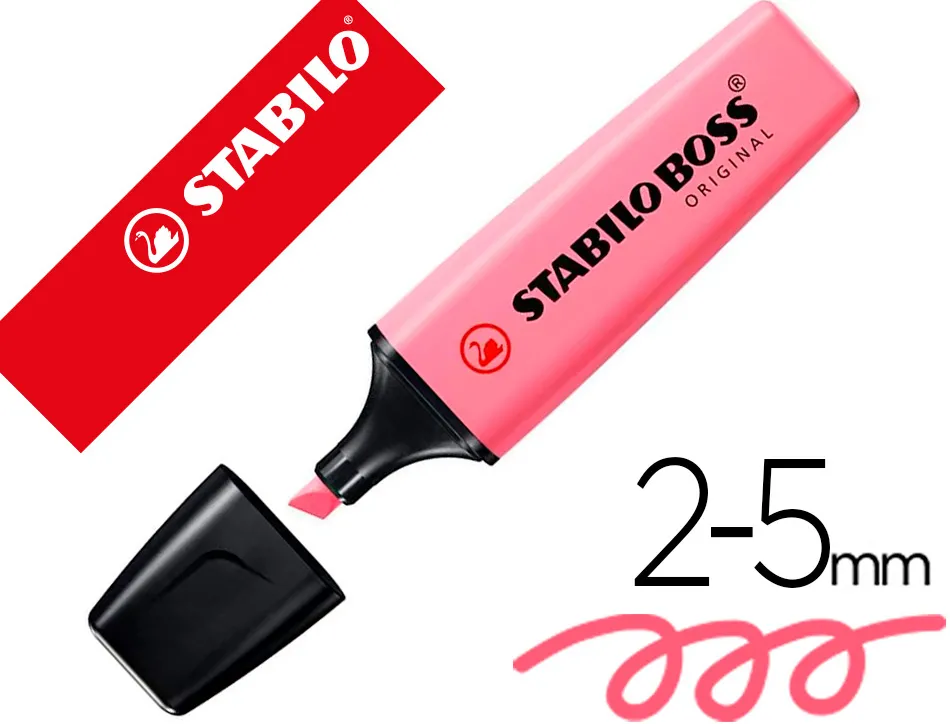Surligneur stabilo boss original pastel encre base eau pointe biseautee largeur trace 2/5mm coloris mauve