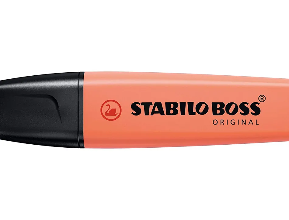 Surligneur stabilo boss original pastel encre base eau pointe biseautee largeur trace 2/5mm coloris douceur