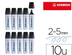 Surligneur stabilo boss original pastel encre base eau pointe biseautee largeur trace 2/5mm coloris nuage de