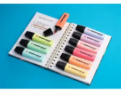 Surligneur stabilo boss original pastel encre base eau pointe biseautee trace 2/5mm coloris assortis pot 6