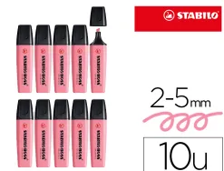 Surligneur stabilo boss original pastel encre base eau pointe biseautee largeur trace 2/5mm coloris petale de