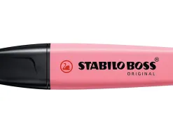 Surligneur stabilo boss original pastel encre base eau pointe biseautee largeur trace 2/5mm coloris petale de