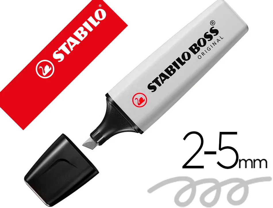 Surligneur stabilo boss original pastel encre base eau pointe biseautee largeur trace 2/5mm coloris poudre de