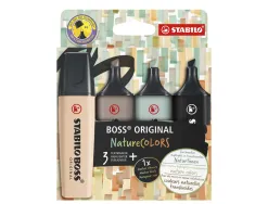 Surligneur stabilo boss original naturecolors encre base eau pointe biseautee trace 2/5mm coloris assortis
