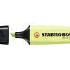 Surligneur stabilo boss original pastel encre base eau pointe biseautee largeur trace 2/5mm coloris zeste de