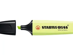 Surligneur stabilo boss original pastel encre base eau pointe biseautee largeur trace 2/5mm coloris zeste de