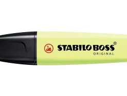 Surligneur stabilo boss original pastel encre base eau pointe biseautee largeur trace 2/5mm coloris zeste de
