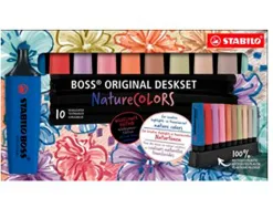 Surligneur stabilo boss original naturecolors wild flowers edition pointe biseautee trait 2/5mm coloris ass. set 10 uni