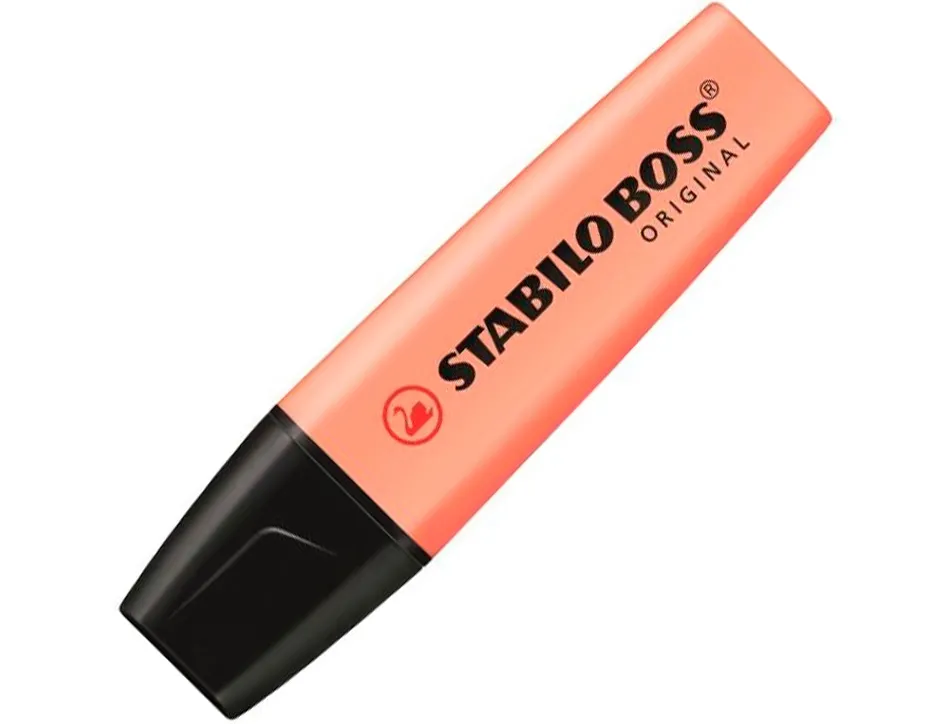 Surligneur stabilo boss original pastel encre base eau pointe biseautee largeur trace 2/5mm coloris sorbet