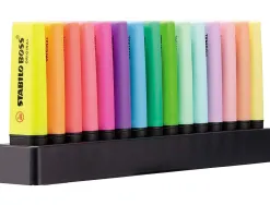 Surligneur stabilo boss original edition collector rechargeable pointe biseautee trace 2/5mm deskset 15 unites