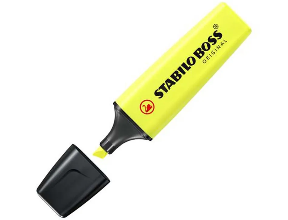 Surligneur stabilo boss original edition collector rechargeable pointe biseautee trace 2/5mm deskset 15 unites