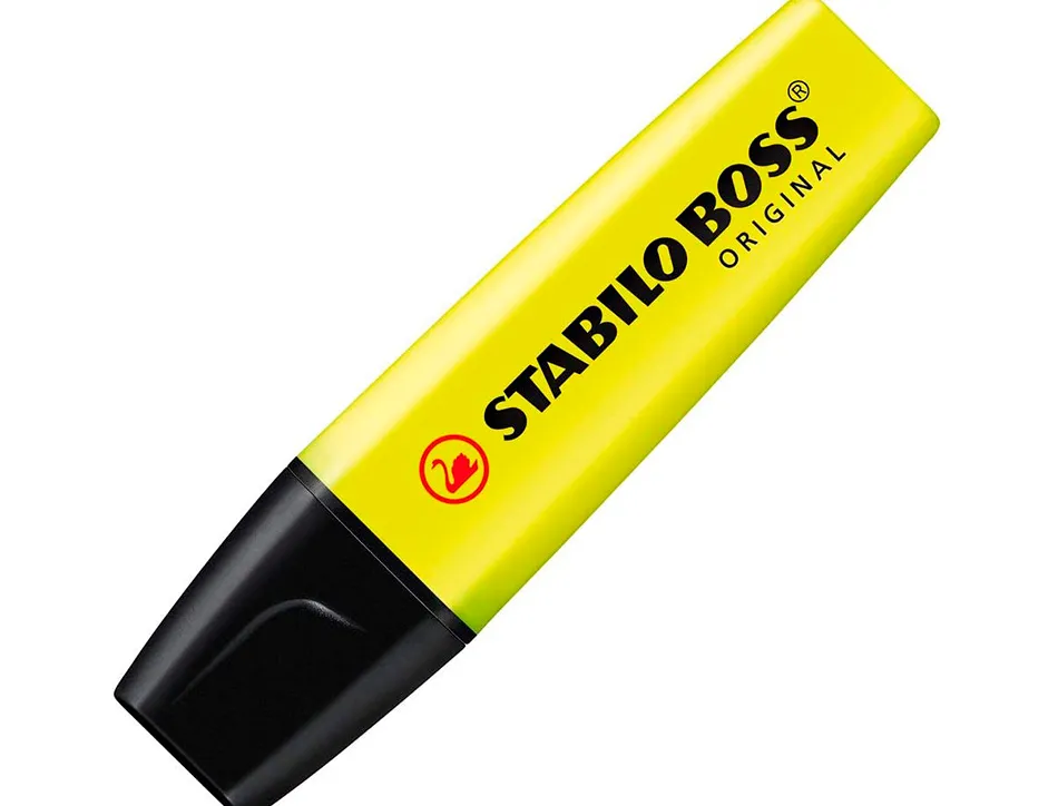 Surligneur stabilo boss original edition collector rechargeable pointe biseautee trace 2/5mm deskset 15 unites