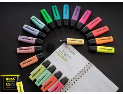 Surligneur stabilo boss original edition collector rechargeable pointe biseautee trace 2/5mm deskset 15 unites