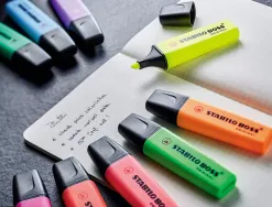 Surligneur stabilo boss original edition collector rechargeable pointe biseautee trace 2/5mm deskset 15 unites