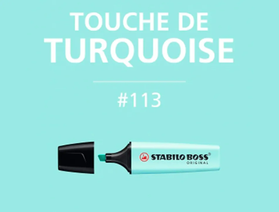 Surligneur stabilo boss pastel tracé 2/5mm pointe biseautée encre base eau résistante lumière touche turquoise